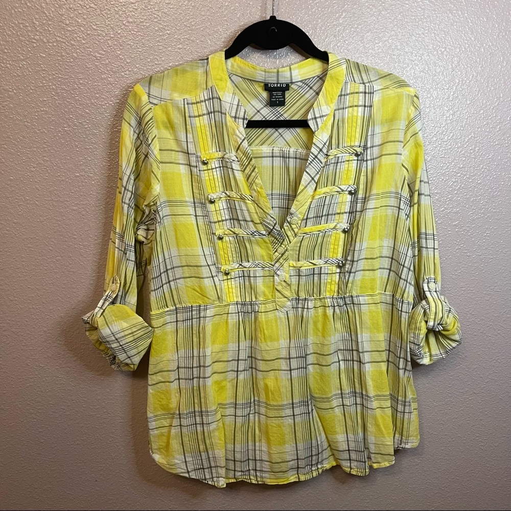 Torrid Long or 3/4 Sleeve Plaid Button Shirt